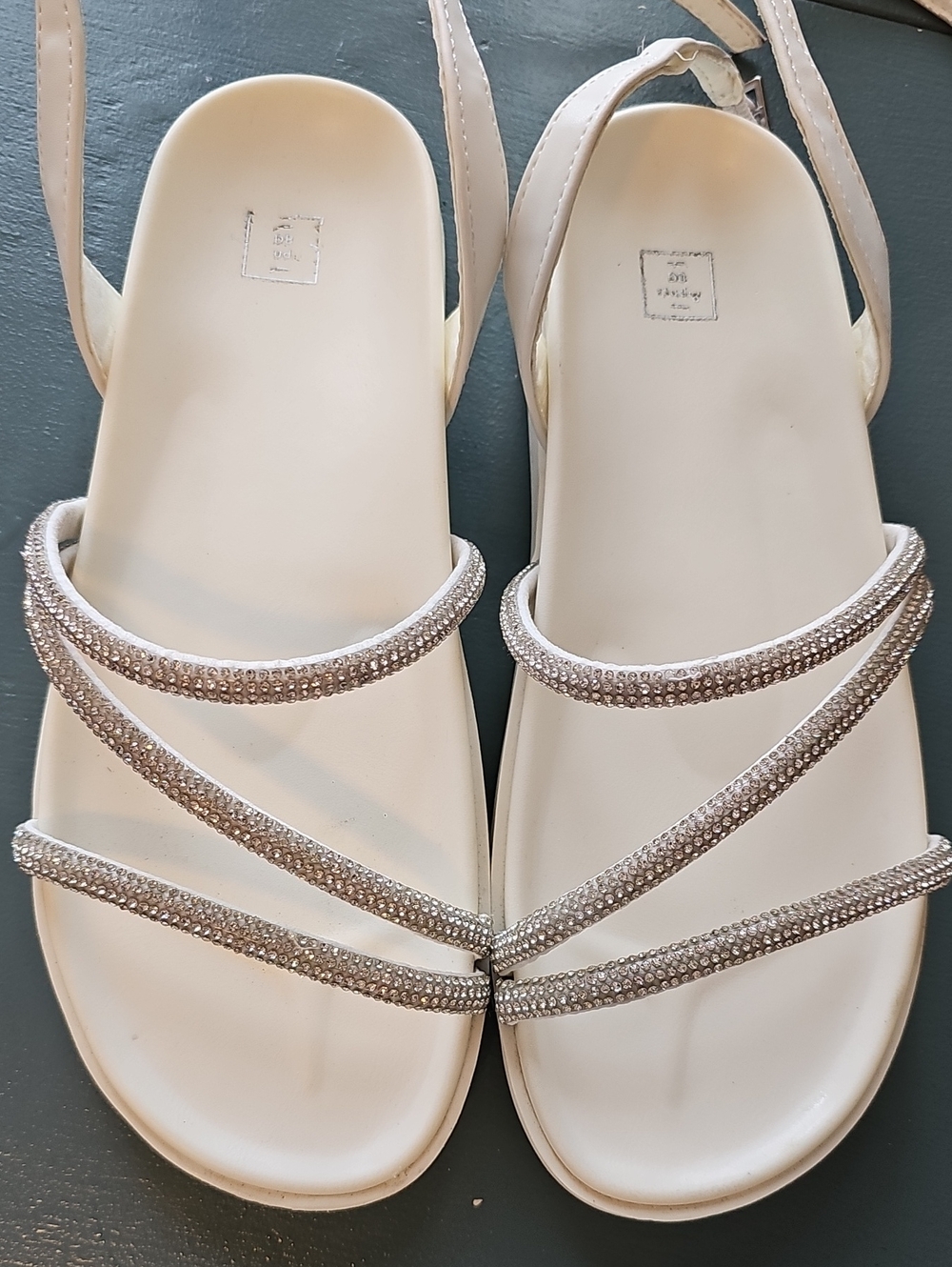 Abound Pixie25 Rhinestone Platform Slingback Sandals Womens Size 6 White Glam